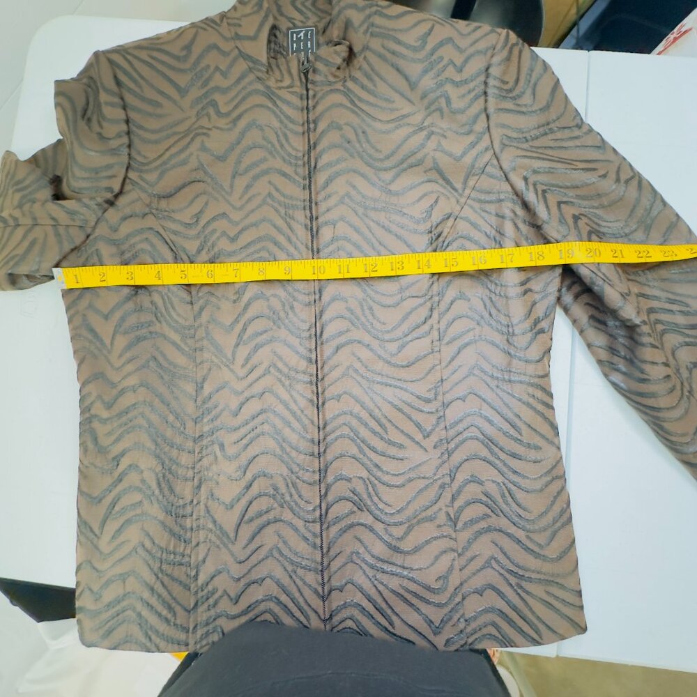 Due Per Due Ladies NWT Brown Black Zipper Jacket Style T71850 Striped Tiger - Picture 12 of 16